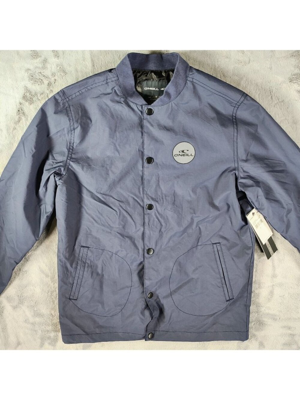 NWT O'Neill Boy's Navy Blue Roster Franchise Nylon Snap Front Jacket (Large)
